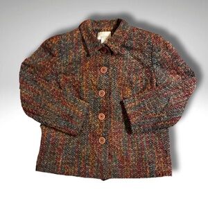 Vintage Multicolor Chenille Herringbone Button Up Jacket 8P